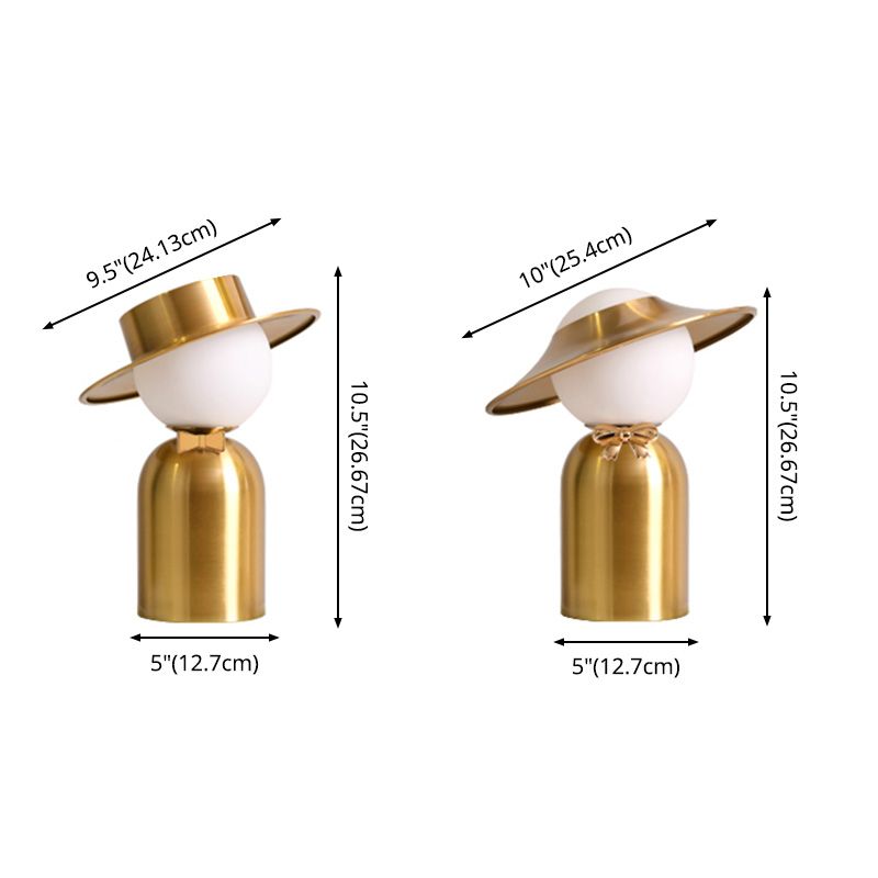 Bride and Groom Table Lamp Creative Modern White Glass 1-Light Bedroom Nightstand Light in Gold