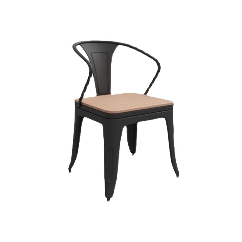 Industrial Kitchen Dining Chairs Metal Slat Back Chairs in Black