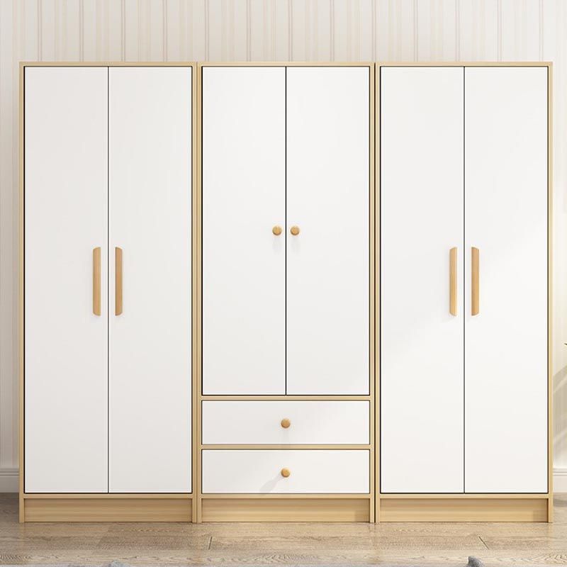 Modern Wooden Wardrobe White Colour Cloth Rod Included Wardrobe Closet for Home