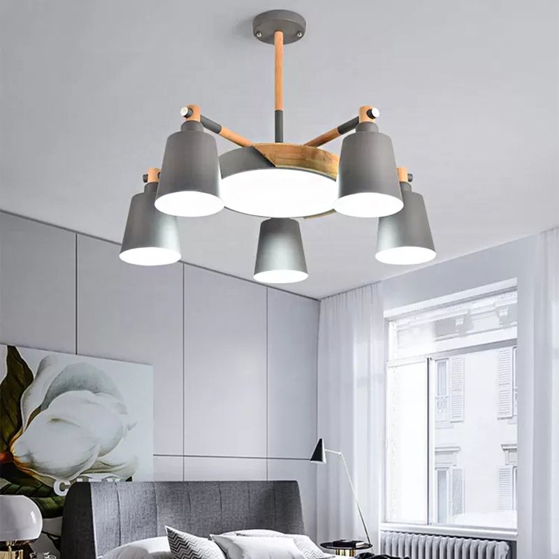 Metal Bell Hanging Light Office Restaurant Nordic Style Chandelier in Grey Finish
