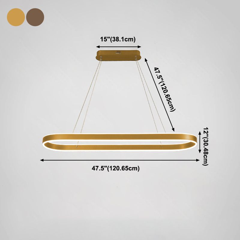 1-Light Minimalism Chandelier Lamp Oval LED Island Pendant for Study Room