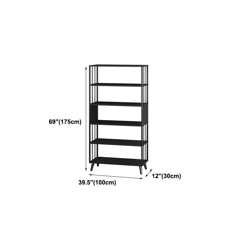 12" W Black Iron Frame Bookshelf Modern Open Storage Bookcase for Home Office