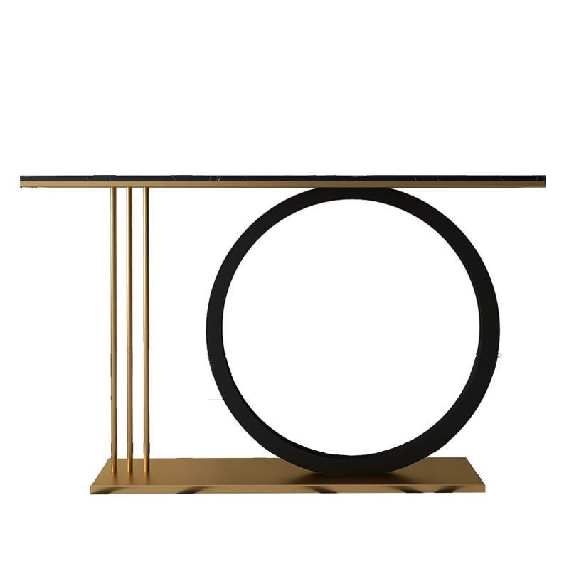 Rectangle Glam Console Table Antique Finish Console Sofa Table in Marble