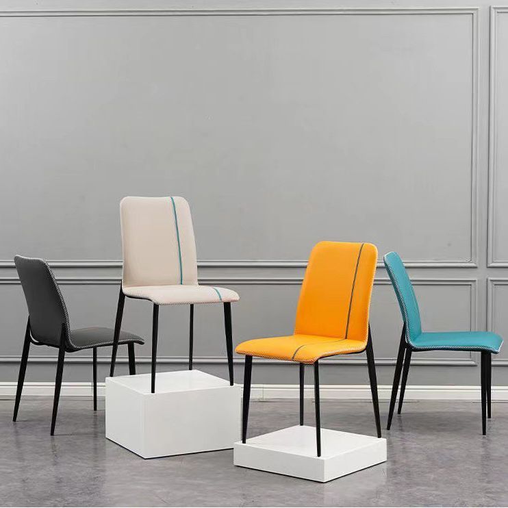 Ensemble de chaises scandinaves en métal, cuisine, salle à manger, chaise d'appoint à dossier solide (Ensemble de 4)