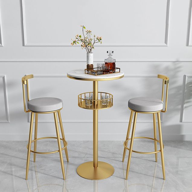 Glam Metal Upholstered Barstool Indoor Bar Stool with Iron Legs