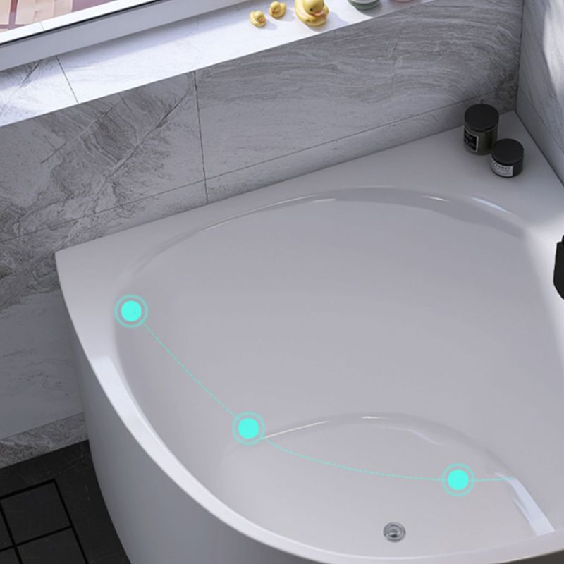 White Acrylic Corner Soaking Bath Modern Back to Wall Bathtub