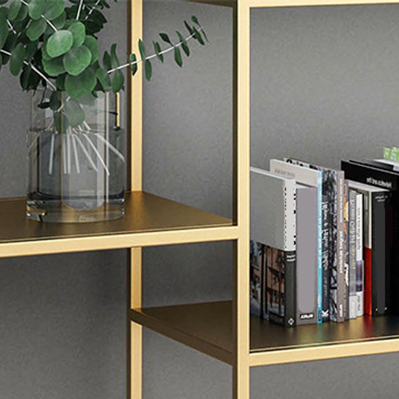 Modern Metal Bookshelf Etagere Open Shelf Bookcase in Burnish-70.8" H x 11.8" W