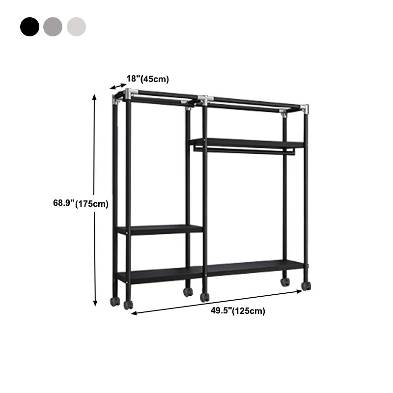 Contemporary Style Wardrobe Armoire Metal Frame Armoire with Garment Rod for Home