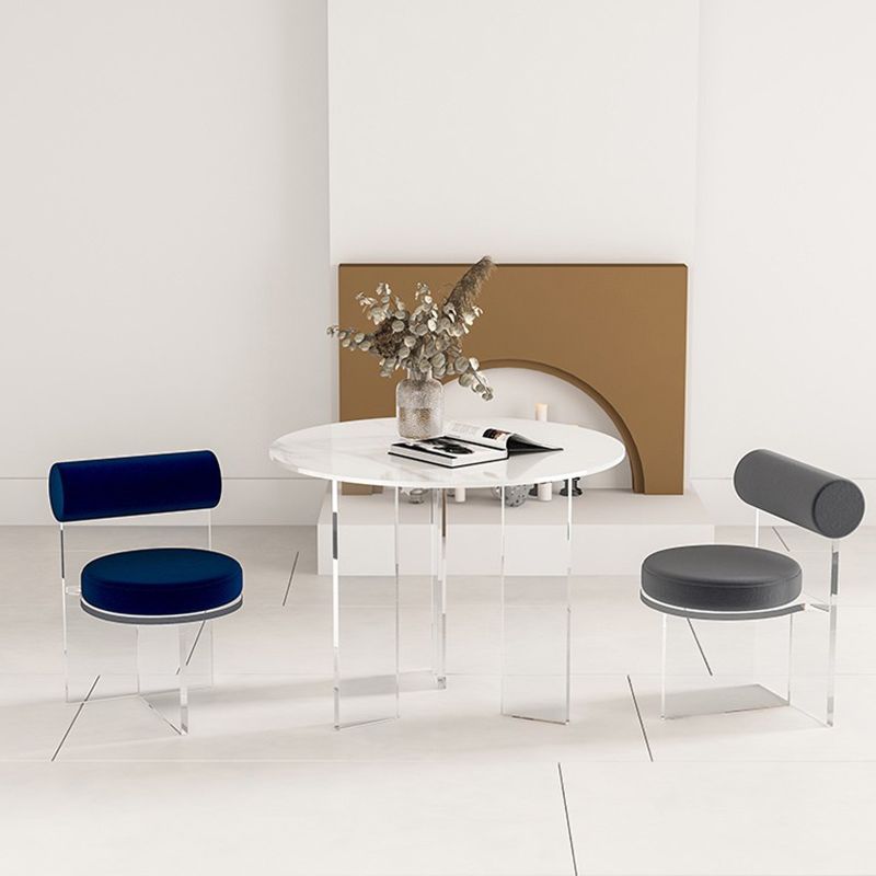 Round Transparent Base Dining Table Modern Stone Table for Kitchen