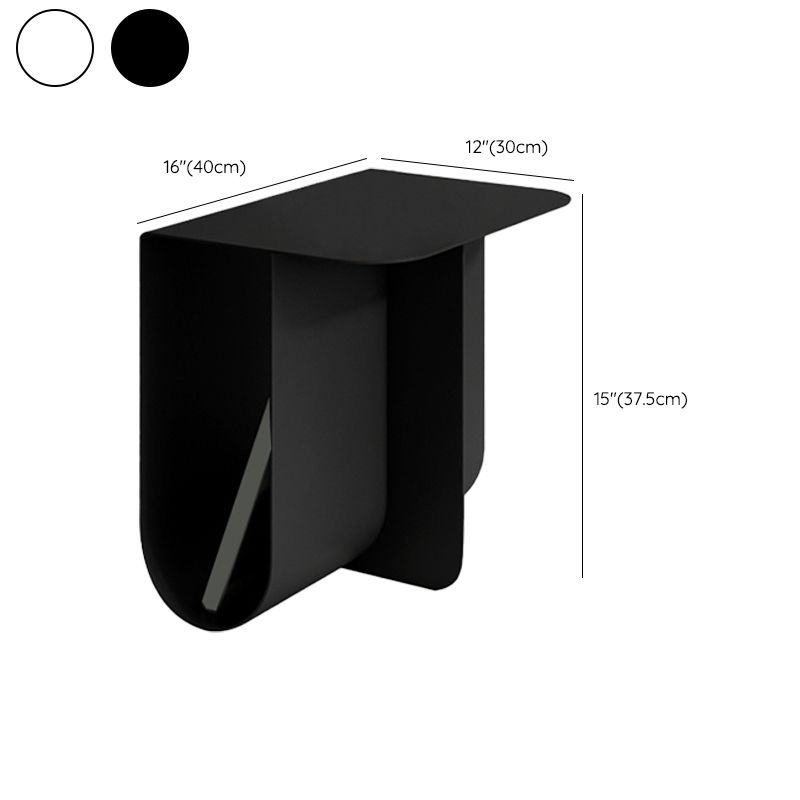 Contemporary Sofa Side Accent Table Metal with Storage Living Room Abstract