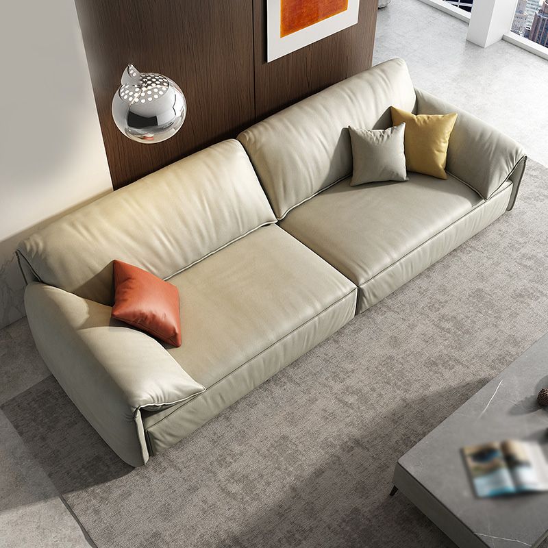 Modern Style with Pillow Armrest and Cushioned Seat Down/cotton Padded White Sofa