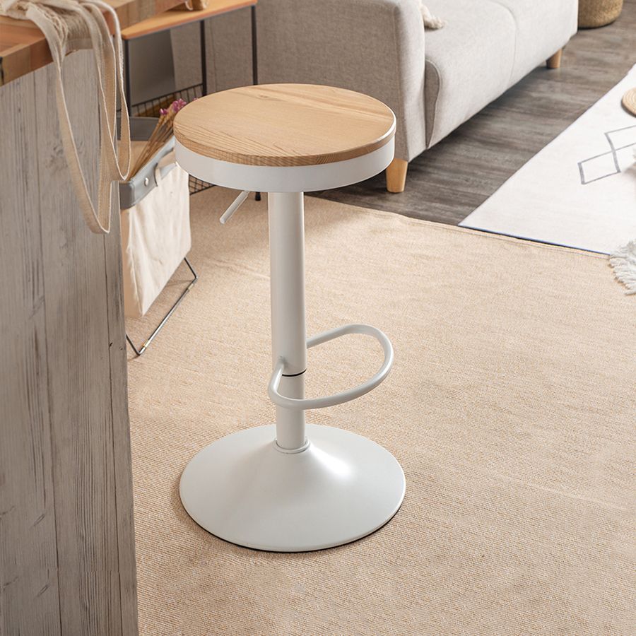 Taburetes de mostrador ajustables modernos, taburete de bar interior de madera sin brazos con reposapiés