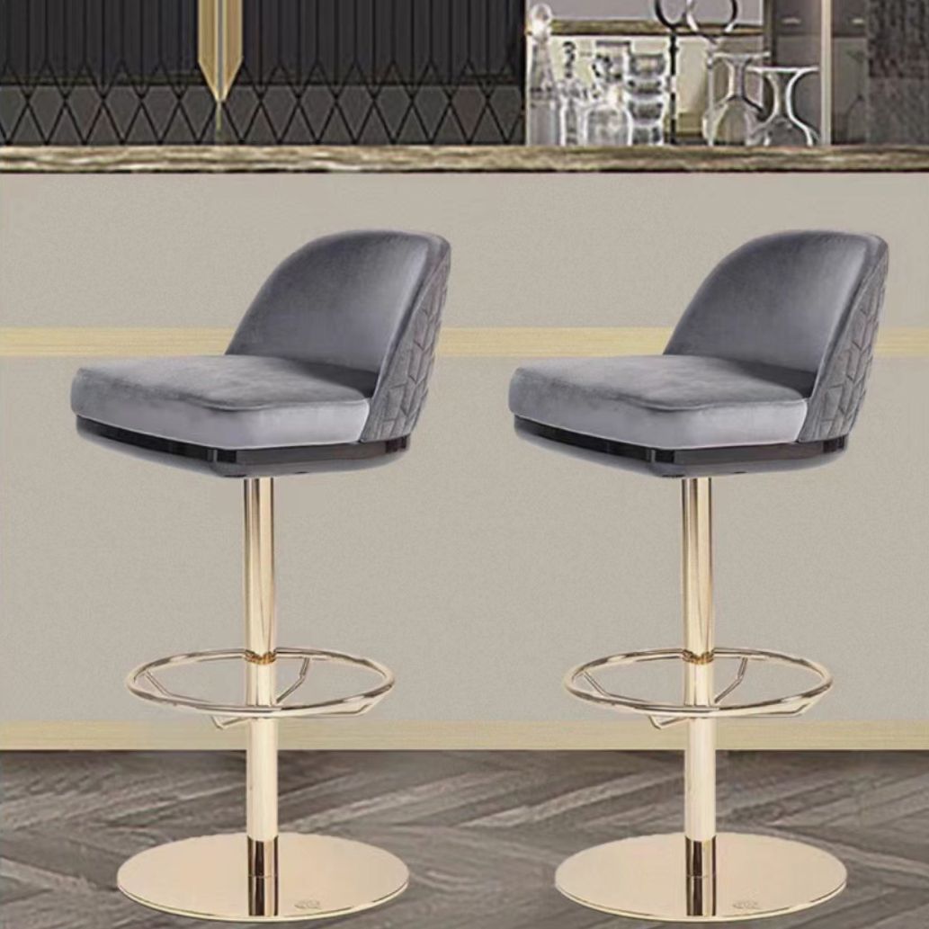 Glam Rotatable Bar Stool Low Back Counter Bar Stool for Home