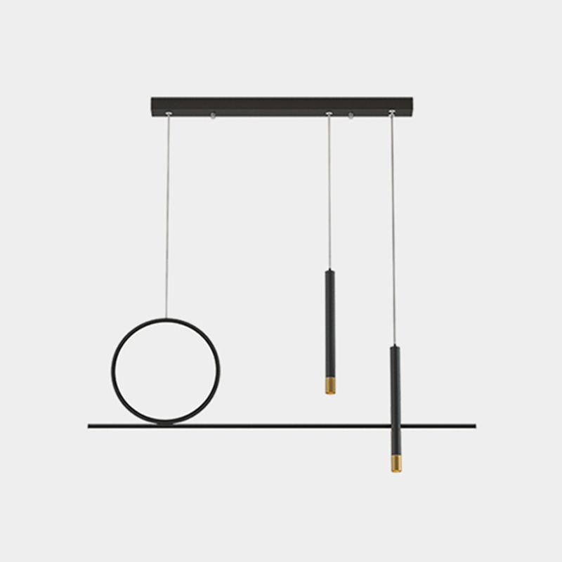 Black Metal Hanging Pendant Lights with Acrylic Shade Modern Island Lamps