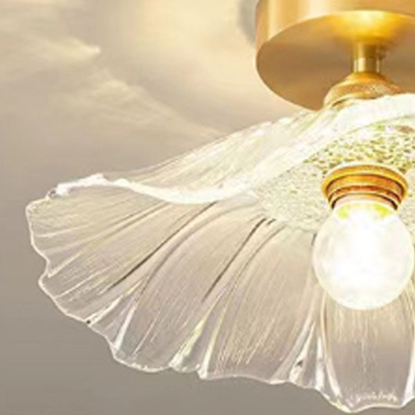 Wavy Shape Flush Mount Modern Style Glass 1 Light Flush Ceiling Light in Clear