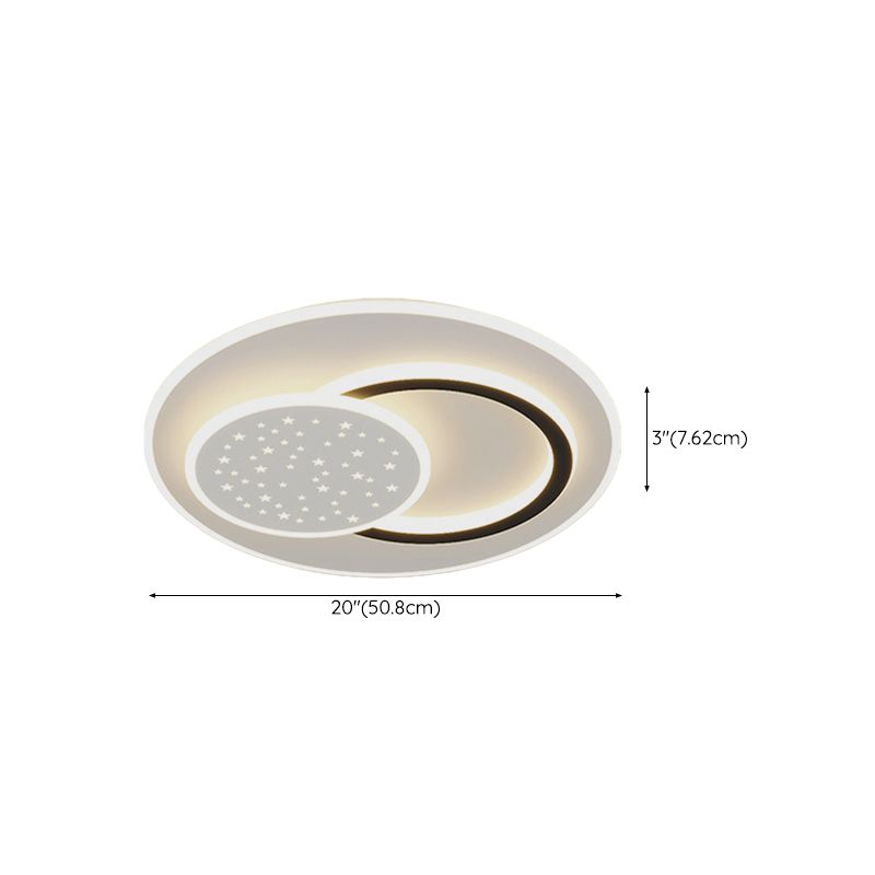 LED Modern Metal Flush Mount Geometric Shape Ceiling Light with Plastic Shade for Bedroom