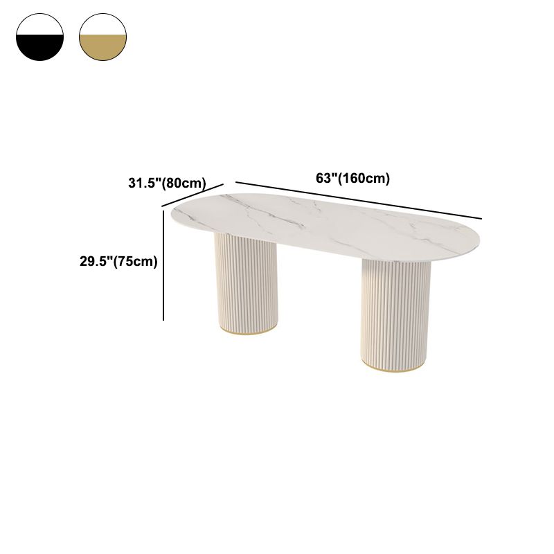 Simplicity Style Oval Dining Table Imitation Marble Home Furniture