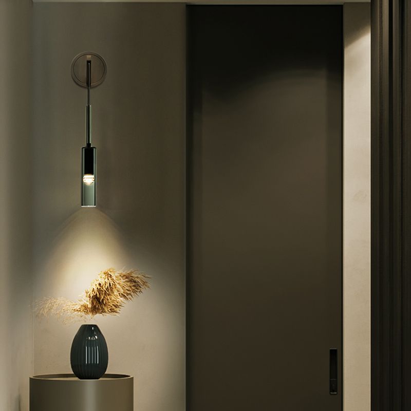 Halbzylinderform Wandleuchte moderne 1-Licht-Kristallwandmontage Leuchte in Schwarz