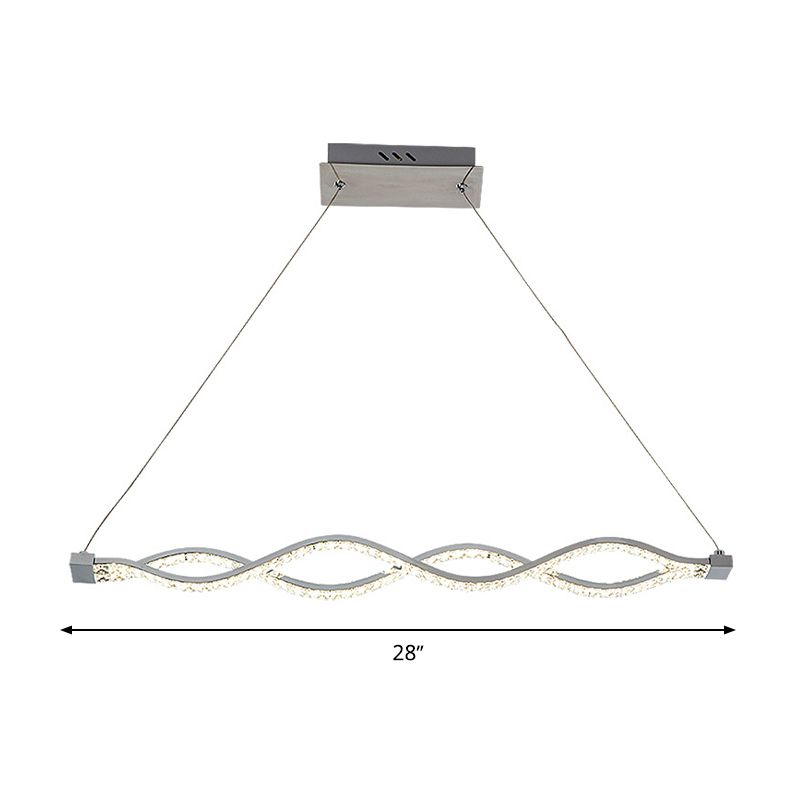 Crystal Twist Pendant Chandelier Modern LED Silver Suspended Lighting Fixture for Dining Room