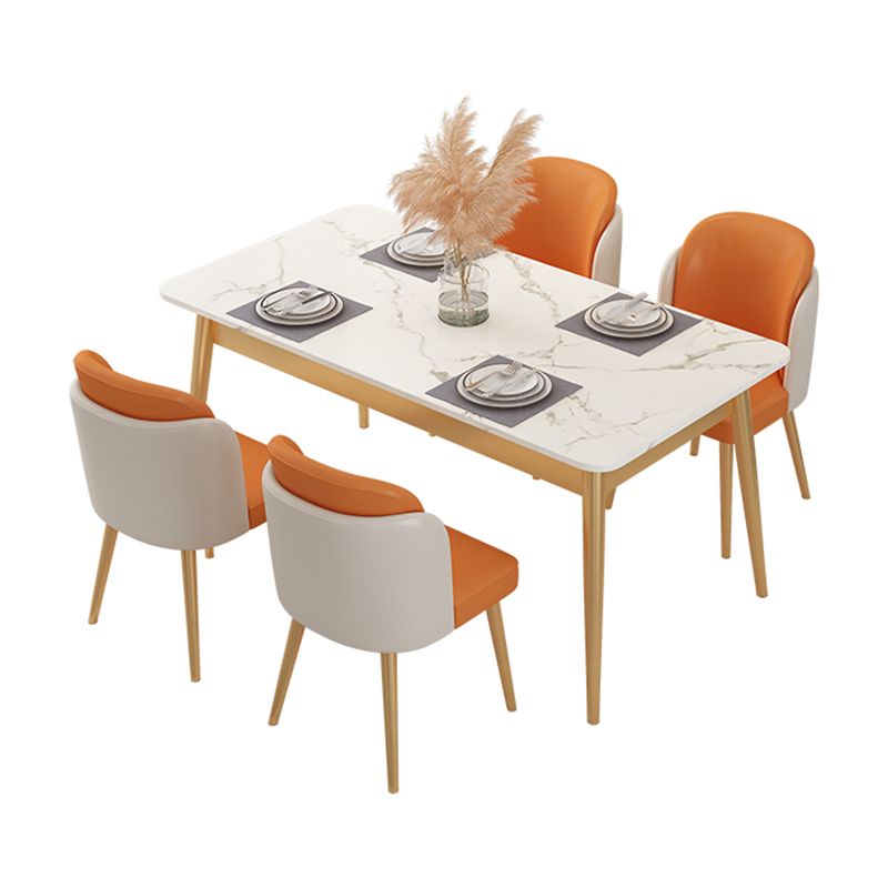 Glam Sintered Stone Dining Room Set Standard Height with Black Legs Dining Furniture for Home Use