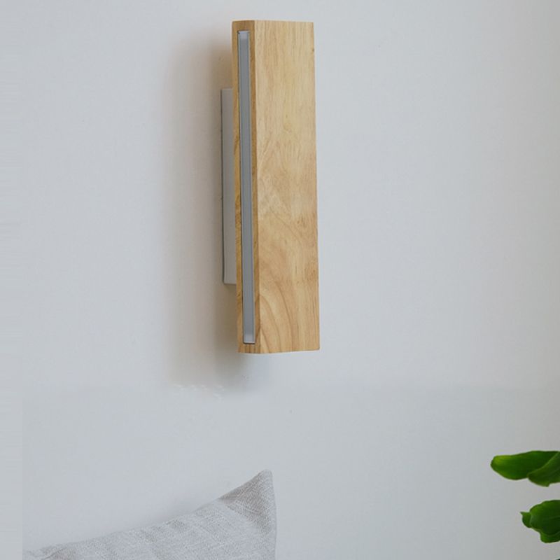 Single Modernism Beige Finish Wall Mounted Sconce Wooden Wall Light