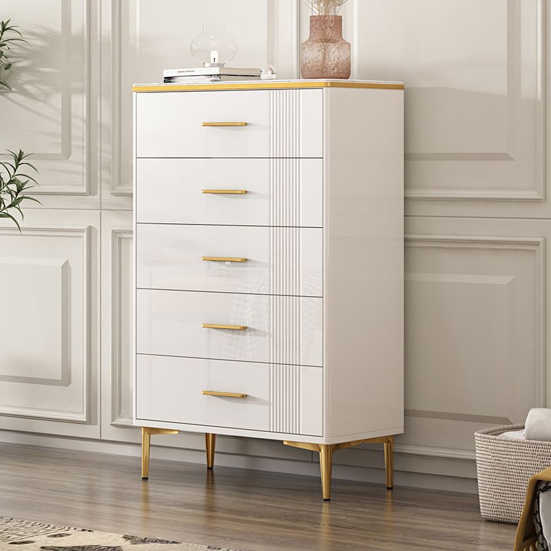 Contemporary Glam Stone Storage Chest Home Chest in White with Drawers