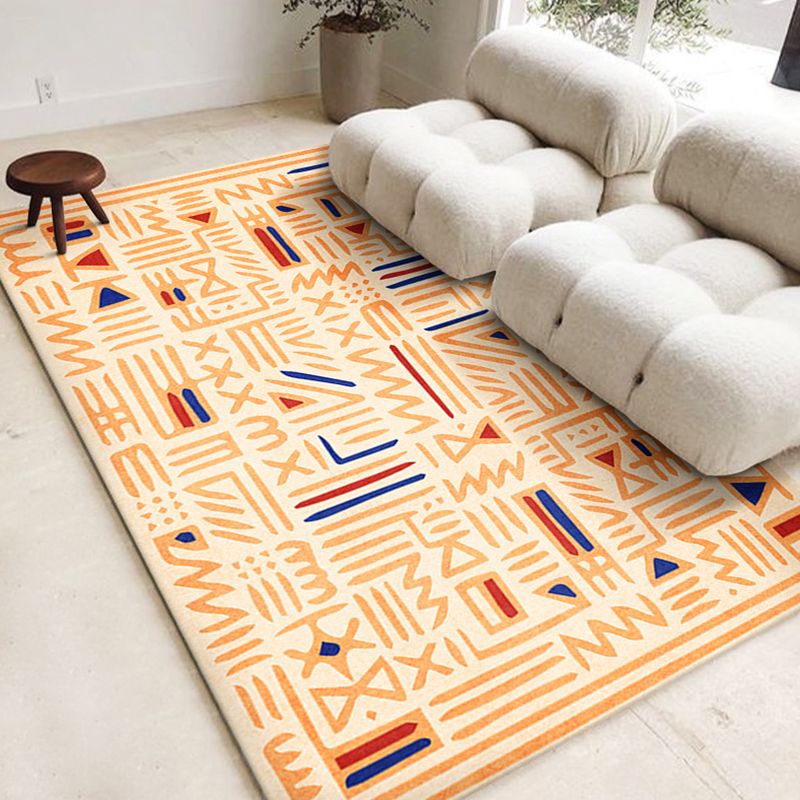 Bohemian Area Carpet Tribal Pattern Indoor Rug Washable Polyester Anti-Slip Carpet for Living Room