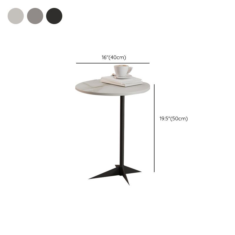 Modern Round Slate Side End Table Metal Pedestal Sofa Side Table