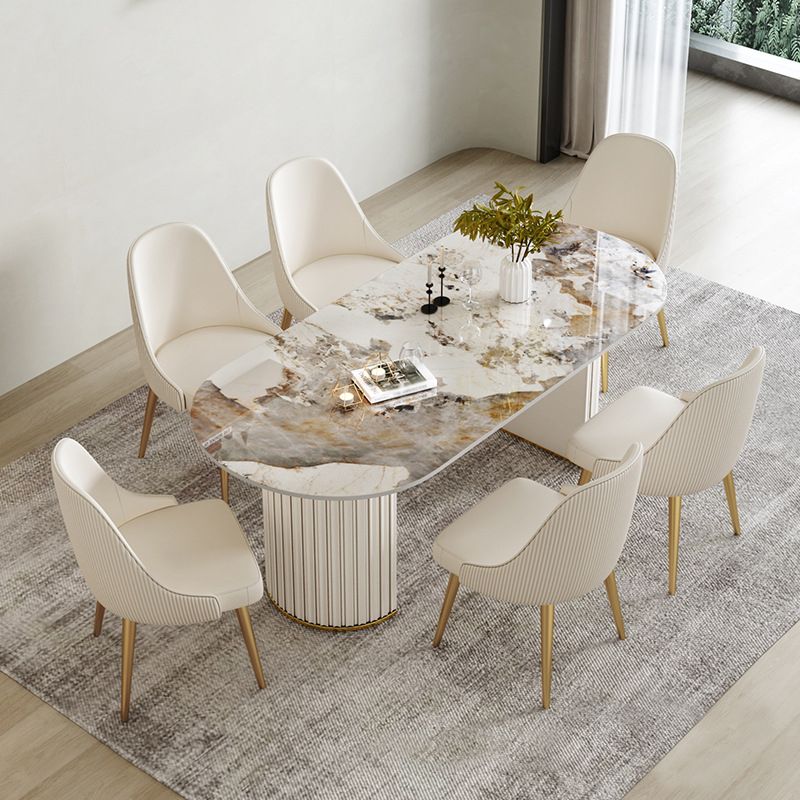 Modern Style Sintered Stone Dining Set Oval 1/2/5/6/7 Pieces Dining Set for Dining Areas