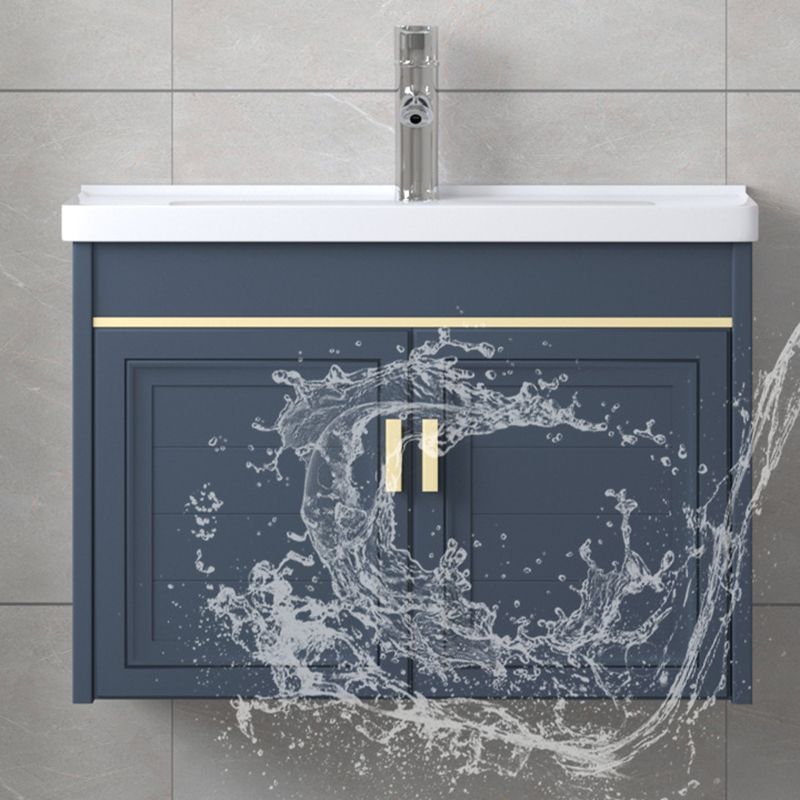 Modern Wall-Mounted Sink Vanity Blue Wall Mount Vanity Cabinet