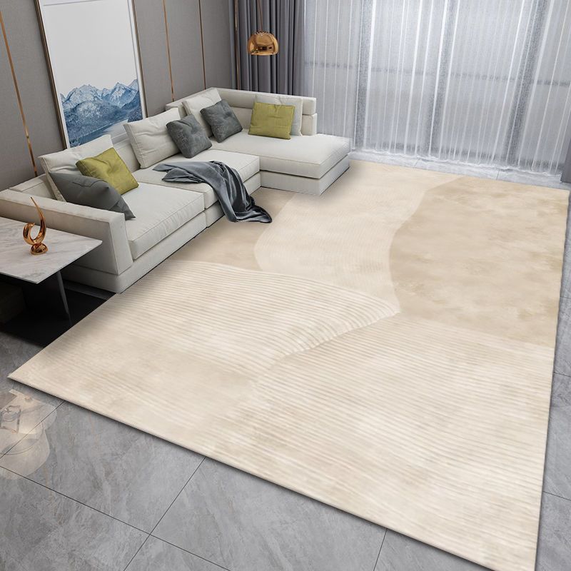 Brown Modern Rug Polyester Striped Indoor Rug Washable Rug for Drawing Room