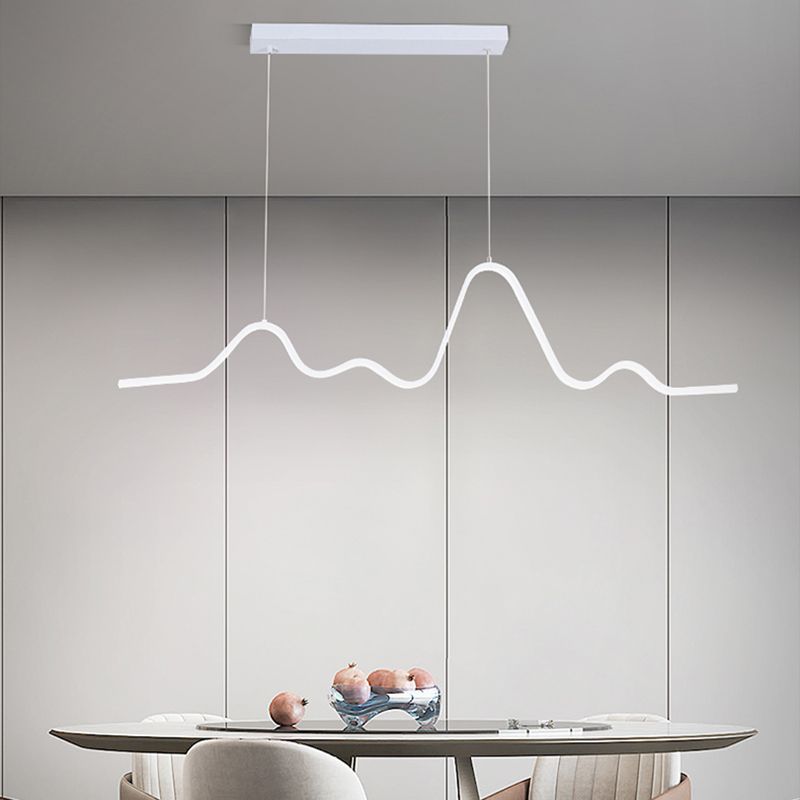 Creative Linear LED Island Lighting Fixture Modern Style Hanging Light for Dining Room