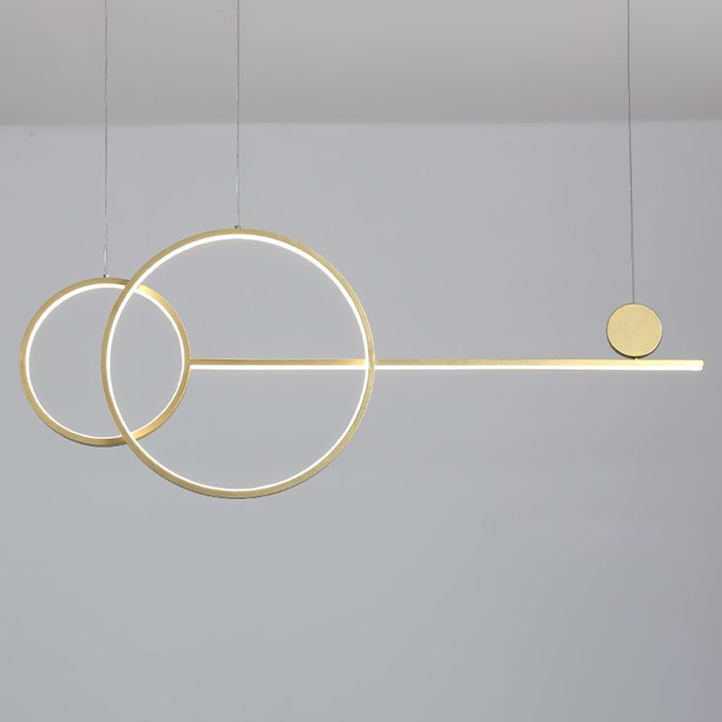 Black/Gold Circular Island Lighting Ideas Nordic LED Acrylic Chandelier Lamp with Line Design