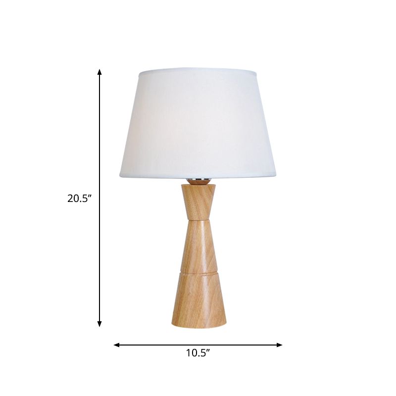 Empire Shade Night Lamp Nordic Fabric 1-Light Wood Table Lighting with Funnel Shaped Base