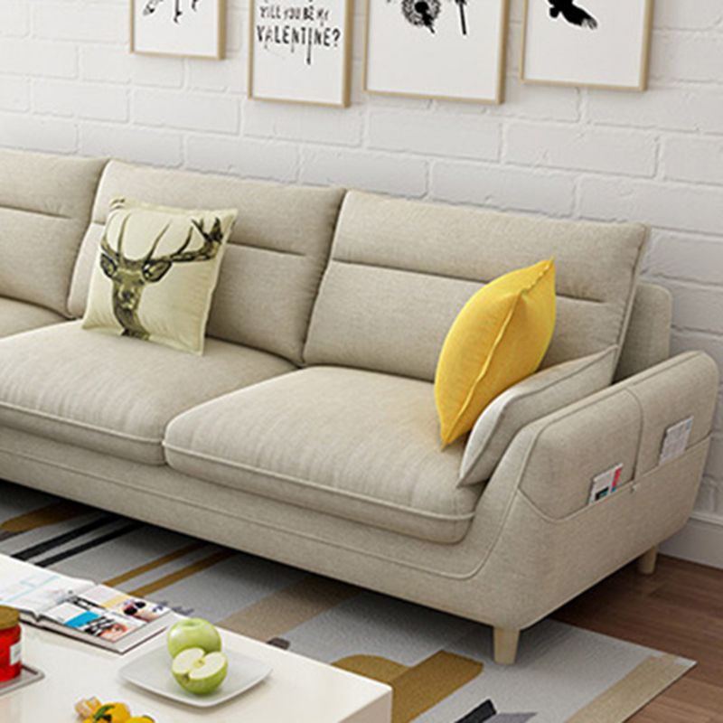 Slipcovered Fabric Sofa and Chaise 3/4-seater Pillow Top Arm Settee Furniture