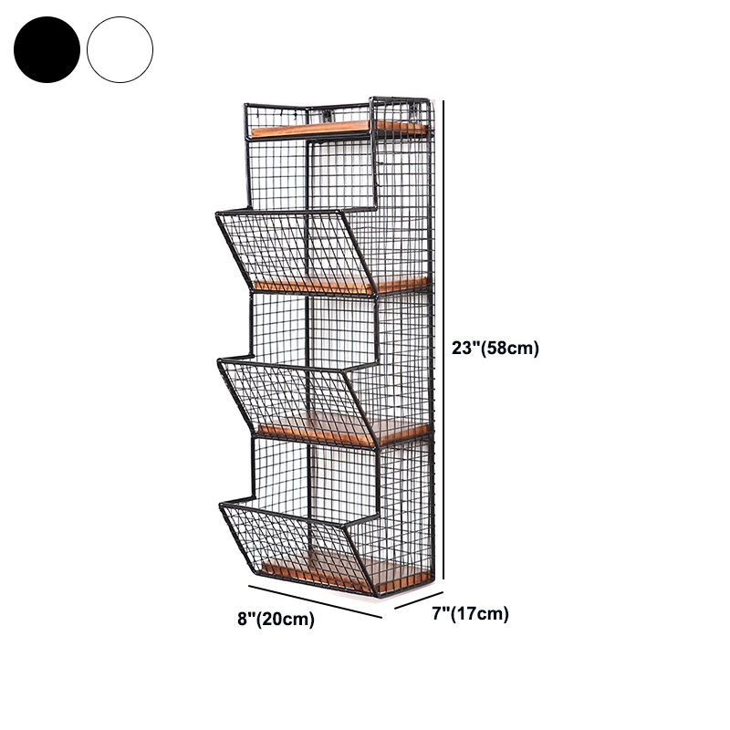 3/4-Shelf Industrial Wall Unit Bookshelf Iron Frame Pine Wood Bookshelf