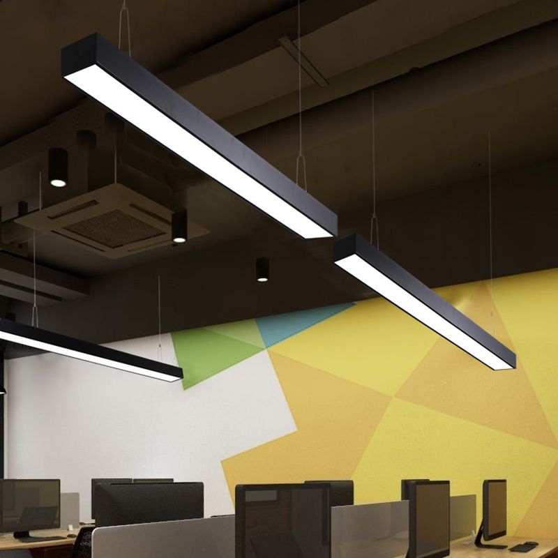 Minimalistische lineare LED -Federleuchte Aluminium -Büro Deckenleuchte