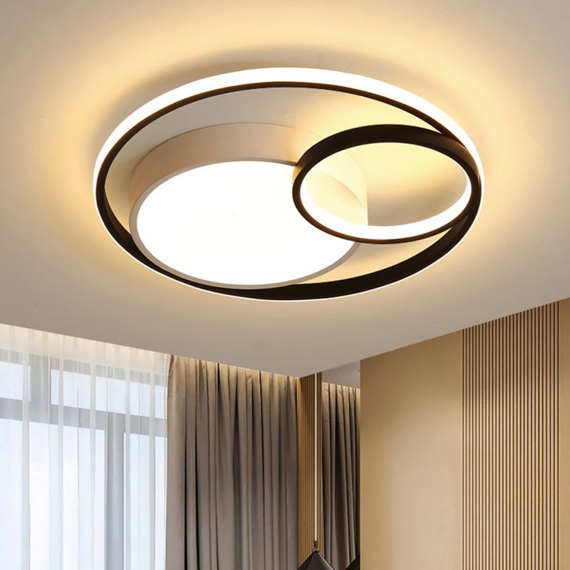 Acrylic Ring Shape Flushmount Lighting Modern Stylish LED Gray/White/Black and White Ceiling Lamp in Warm/White/3 Color Light