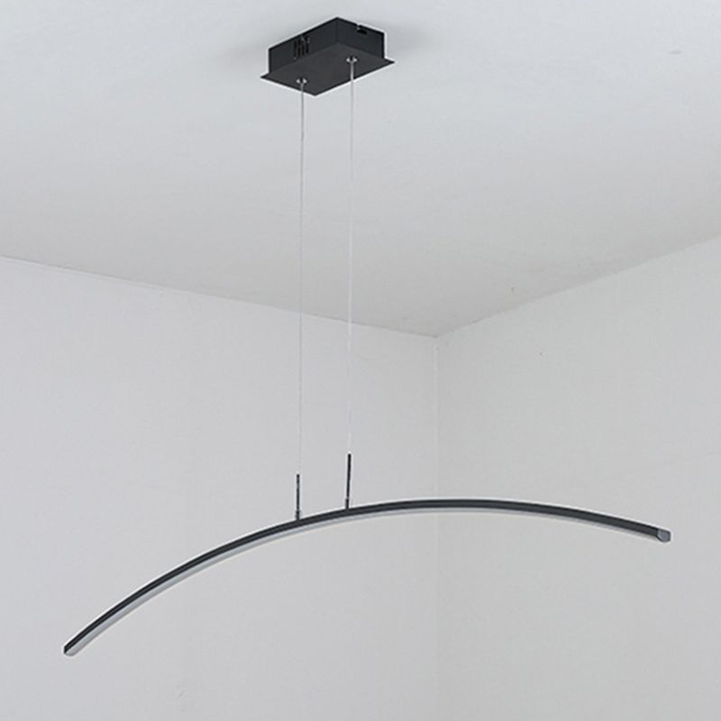 Black/White Arch Island Lamp Simplicity Iron LED Pendant Lighting Fixture in Warm/White Light over Dining Table