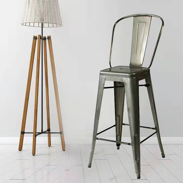 Modern Style Full Back Bar-stool Square Counter Bar Stool with Metal Legs