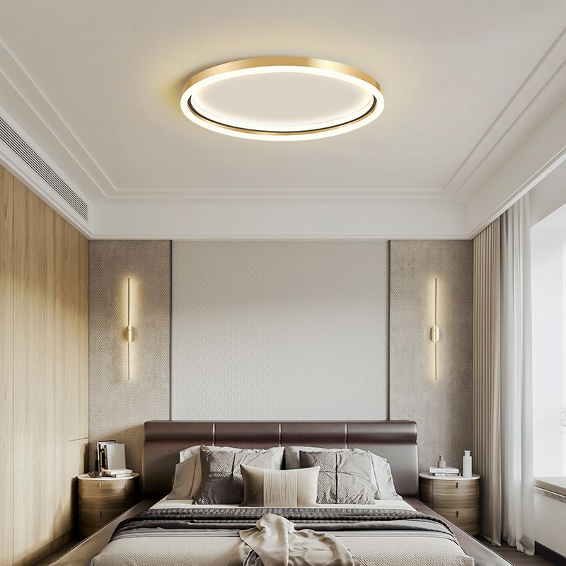 Aluminum Ring Ceiling Flush Mount Light Simplicity Golden LED Flush Mounted Lamp for Bedroom