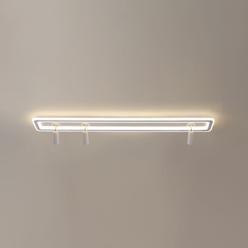 Metal Square Shade Flush Ceiling Light Modern Multi Lights Flush Mount Fixture in White