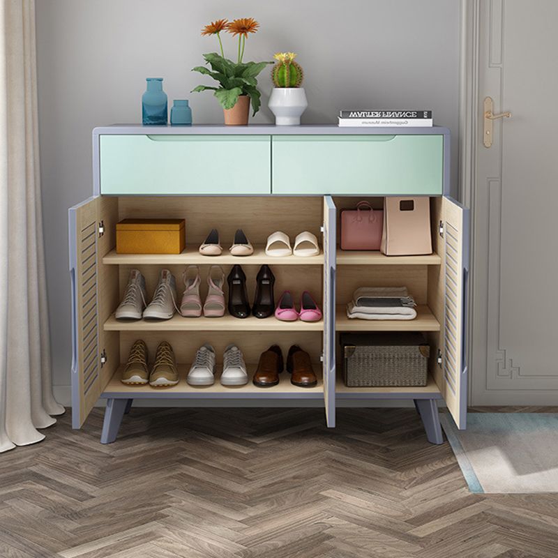 39.37" Tall Gold/Gray Accent Cabinet Rubberwood Cabinet with Drawers