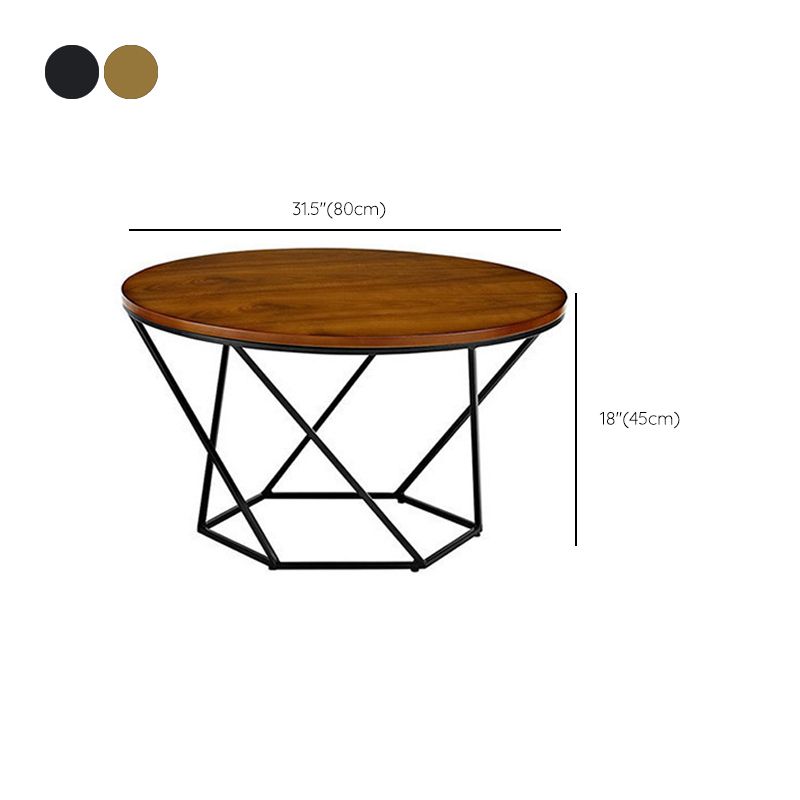 Modern Round Wood Frame Coffee Table Brown Finish Cocktail Table