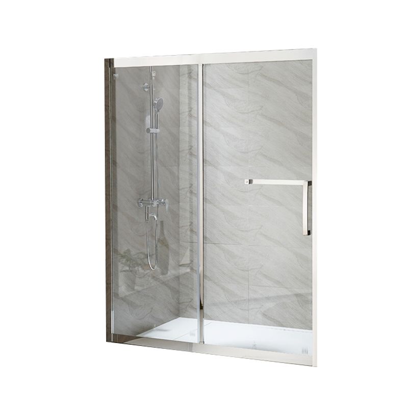 Silver Semi Frameless Single Move Tempered Glass Shower Door