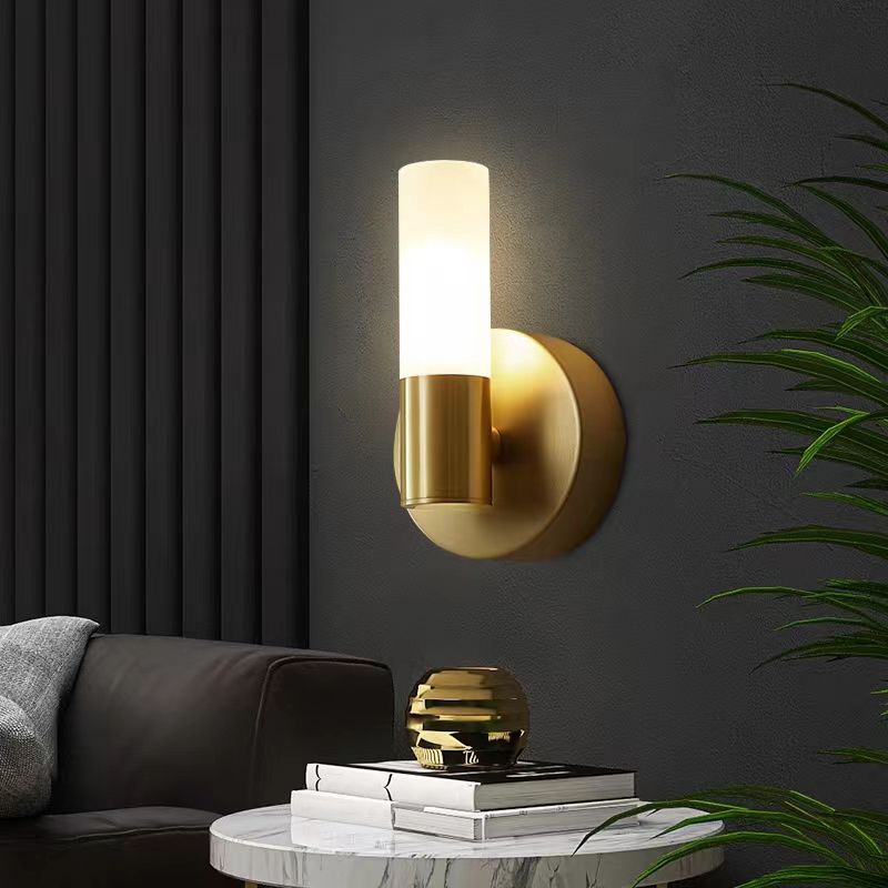 Post Modern Solid Bras Wall Sconce Acrylic Wall Lighting in Gold