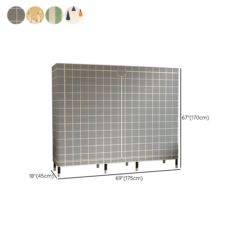 Contemporary Wardrobe Cabinet with Shelves Steel Wardrobe Armoire