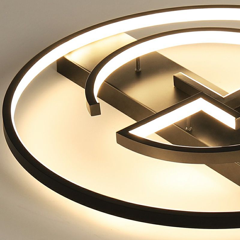 Ronde metalen LED Flush Light Fixture Eenvoud Zwart Dicht aan plafond lamp voor slaapkamer