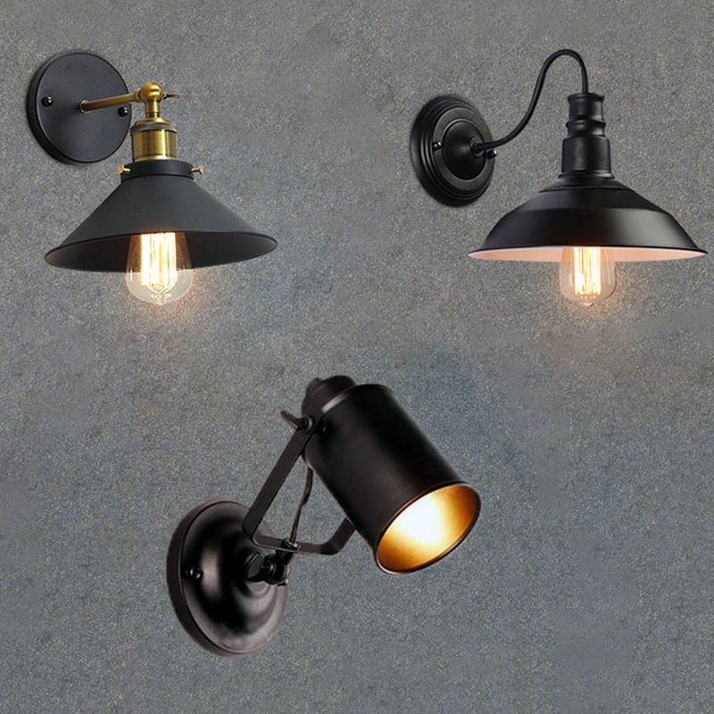 1-leichte Scheunenleuchte Leuchte Industrielle Schwarze Metall-Wandleuchten