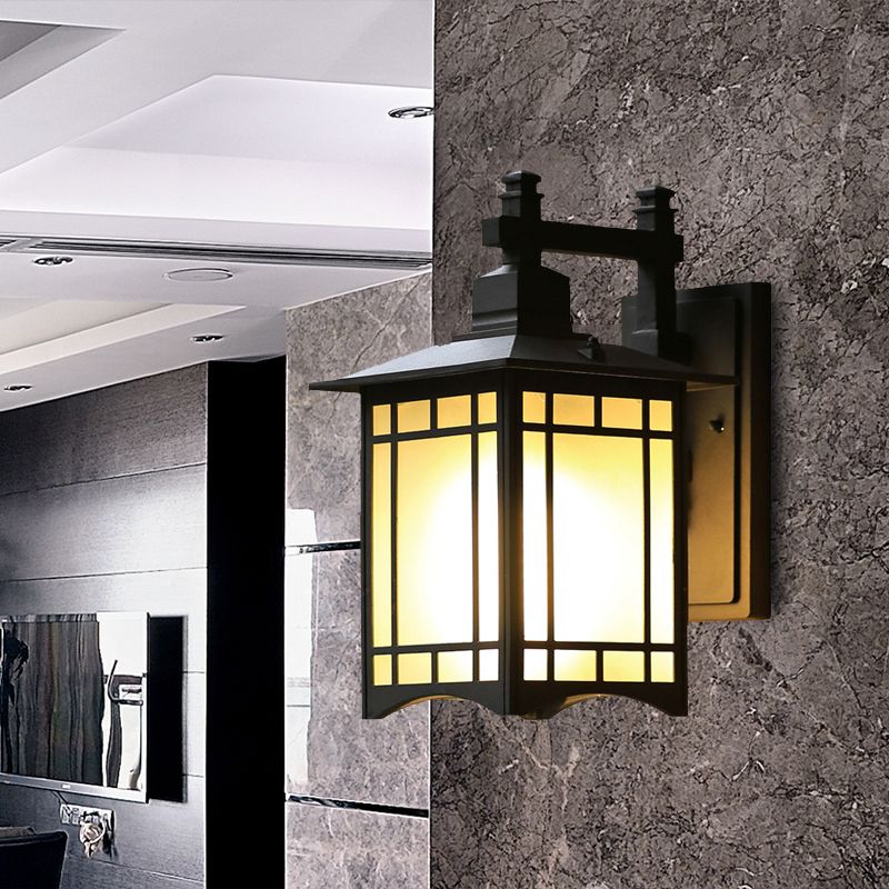 Tokyo Pavilion Black Pavilion Light Aymat Rustic Milk Grosted Verre 1-HEAD LAMP MUR MUR SURDOOR